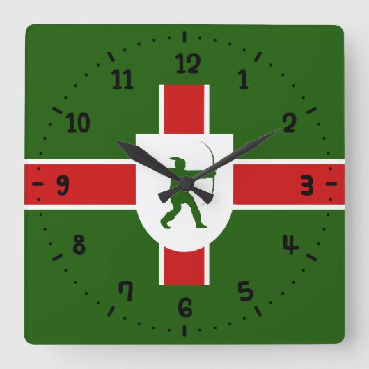 Vlag van Nottinghamshire Square Wall Clock Vierkante Klok (Voorkant)