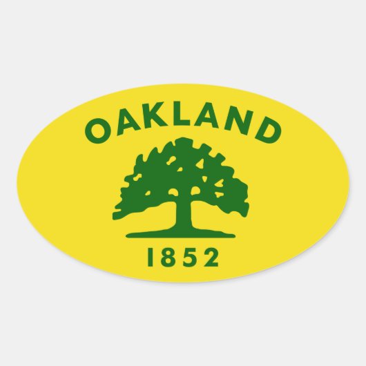 Vlag van Oakland, Californië Ovale Sticker (Voorkant)