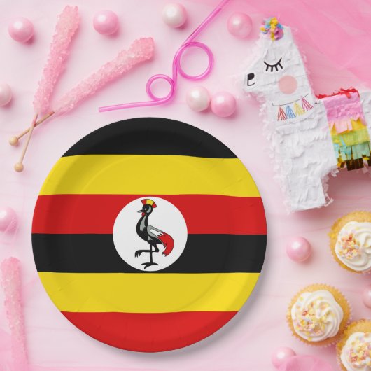 Vlag van Oeganda Papieren Bordje (Feest)