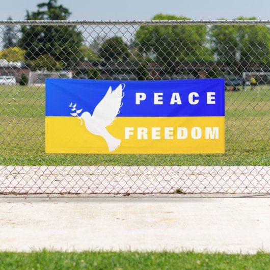 Vlag van Oekraïne Banner Dove of Peace - Vrijheid (Insitu)