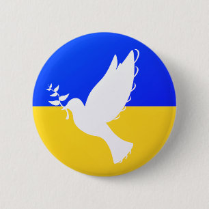 Vlag van Oekraïne Dove of Peace Button - Freedom