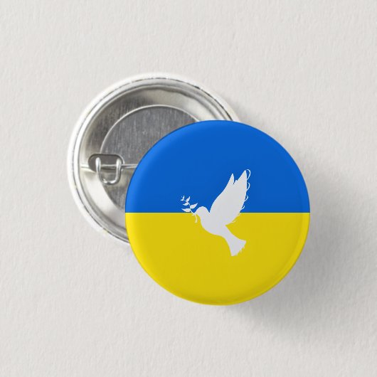 Vlag van Oekraïne - Dove of Peace - Freedom Button (Voorkant /achterkant)