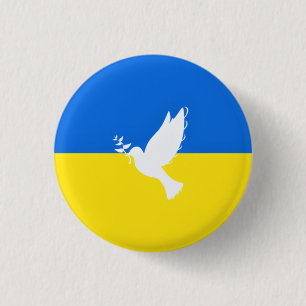Vlag van Oekraïne - Dove of Peace - Freedom Button