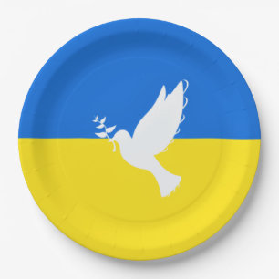 Vlag van Oekraïne - Dove of Peace - Freedom - Pea Papieren Bordje