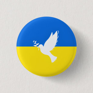 Vlag van Oekraïne - Dove of Peace - Freedom - Pea Ronde Button 3,2 Cm