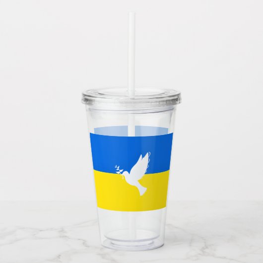 Vlag van Oekraïne - Dove of Peace - Freedom - Peac Acryl Drinkbeker (Voorkant)
