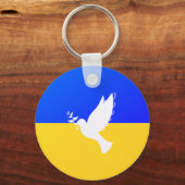 Vlag van Oekraïne - Dove of Peace - Freedom - Peac Sleutelhanger (Voorkant)