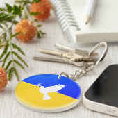 Vlag van Oekraïne - Dove of Peace - Freedom - Peac Sleutelhanger (Voorkant Rechts)