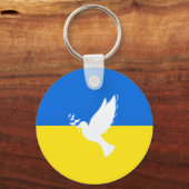 Vlag van Oekraïne - Dove of Peace - Freedom - Peac Sleutelhanger (Voorkant)