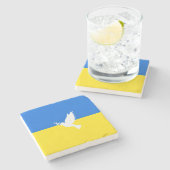 Vlag van Oekraïne - Dove of Peace - Freedom - Peac Stenen Onderzetter (Zijkant)