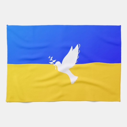 Vlag van Oekraïne - Dove of Peace - Freedom - Peac Theedoek (Horizontaal)