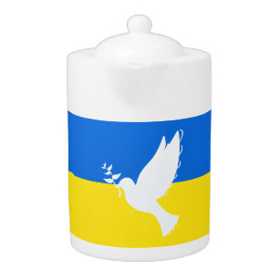 Vlag van Oekraïne - Dove of Peace - Freedom - Peac Theepot