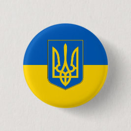 Vlag van Oekraïne drietand Ronde Button 3,2 Cm