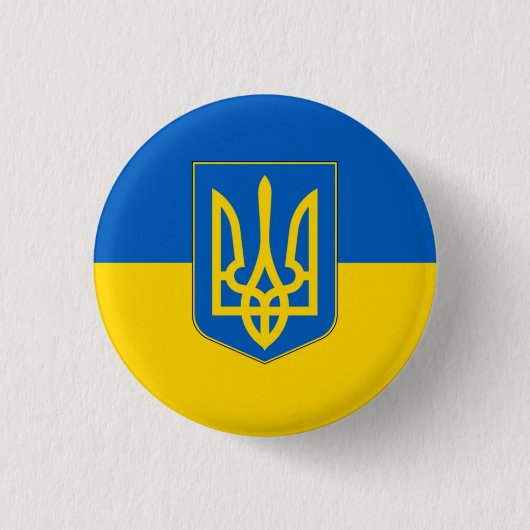 Vlag van Oekraïne drietand Ronde Button 3,2 Cm (Voorkant)