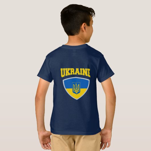 Vlag van Oekraïne en Emblem T-Shirt (Achterkant volledig)