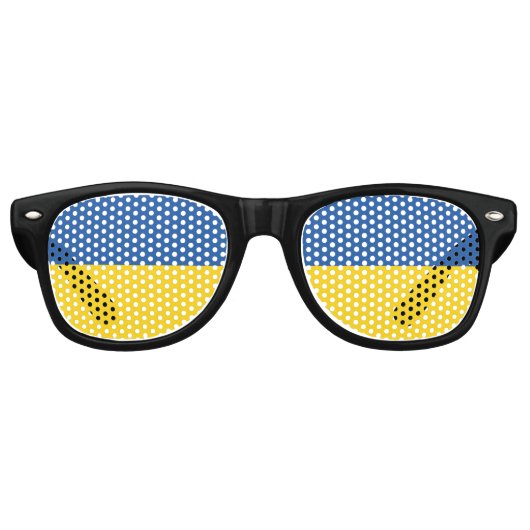 Vlag van Oekraïne Knop Retro Zonnebril (Voorkant)