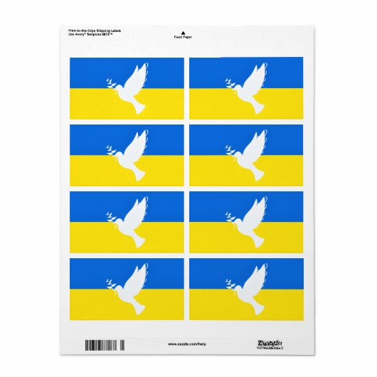 Vlag van Oekraïne Labels Dove of Peace - Vrijheid (Full Sheet)