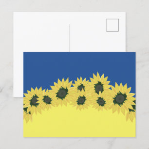 Vlag van Oekraïne met zonnebloemen Briefkaart