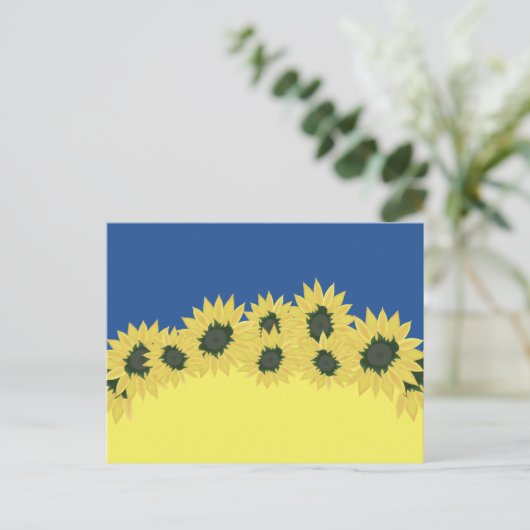 Vlag van Oekraïne met zonnebloemen Briefkaart (Staand voorkant)