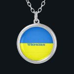 Vlag van Oekraïne Silver Plated Ketting<br><div class="desc">Oekraïnse vlag,  met opschrift</div>
