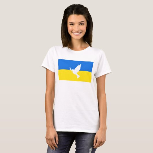 Vlag van Oekraïne Steun T-Shirt Vrede Duif Vrijhei (Voorkant volledig)