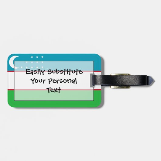 Vlag van Oezbekistan - Easy ID Personal Bagagelabel (Achterkant horizontaal)
