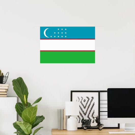Vlag van Oezbekistan Poster (Thuiskantoor)