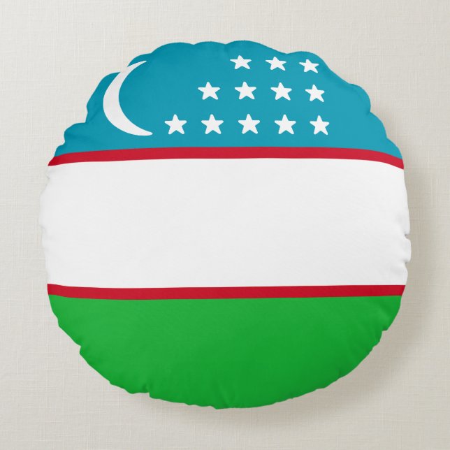 Vlag van Oezbekistan Rond Kussen (Voorkant)
