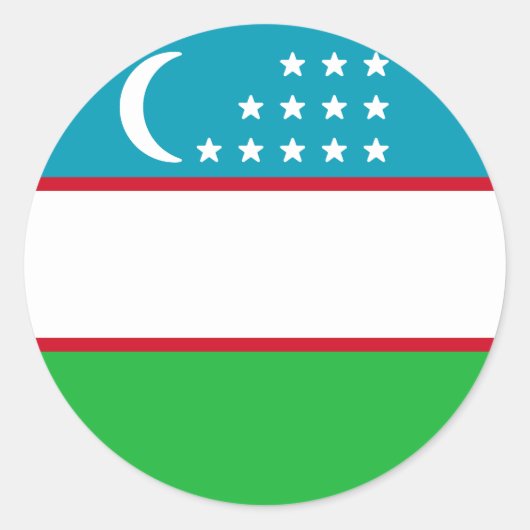 Vlag van Oezbekistan Ronde Sticker (Voorkant)