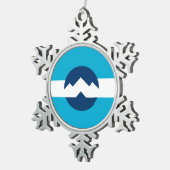 Vlag van Ogden, Utah Tin Sneeuwvlok Ornament (Rechts)