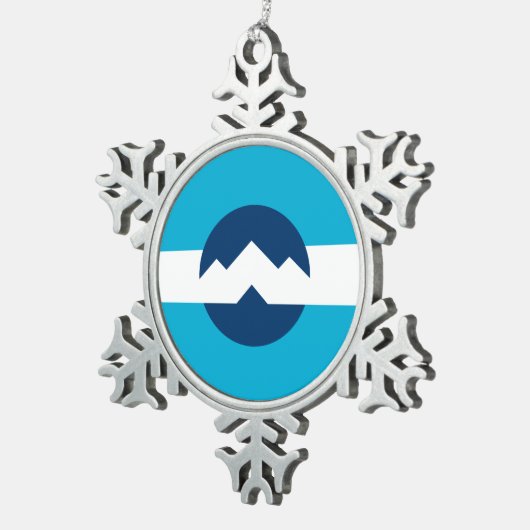 Vlag van Ogden, Utah Tin Sneeuwvlok Ornament (Rechts)