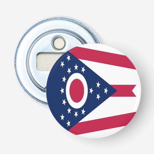 Vlag van Ohio Button Flesopener (Voorkant)