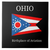 Vlag van Ohio, met het opschrift Tegeltje (Voorkant)
