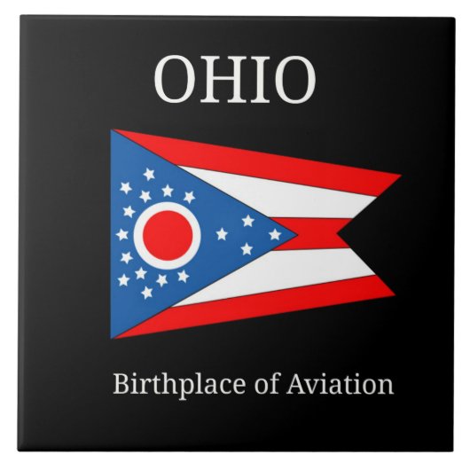 Vlag van Ohio, met het opschrift Tegeltje (Voorkant)