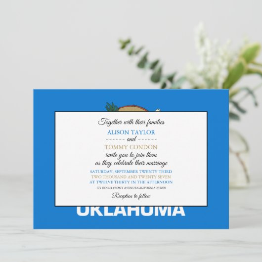 Vlag van Oklahoma, Vlag van Oklahoma Wedding Kaart (Staand voorkant)
