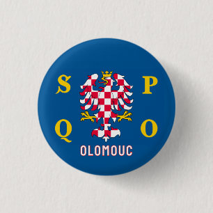 Vlag van Olomouc Ronde Button 3,2 Cm