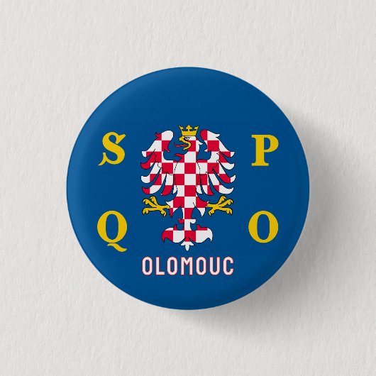 Vlag van Olomouc Ronde Button 3,2 Cm (Voorkant)