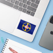 Vlag van Omaha, Nebraska Sticker (Laptop met iPhone)