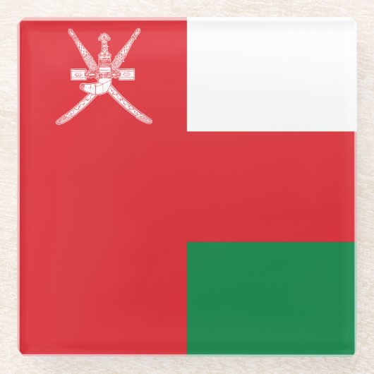Vlag van Oman Glazen Onderzetter (Voorkant)