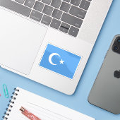 Vlag van Oost-Turkestan (Kök Bayraq) Sticker (Laptop met iPhone)