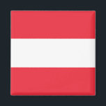 Vlag van Oostenrijk Magneet<br><div class="desc">Vlag van Oostenrijk: drie horizontale banden rood,  wit en rood.</div>