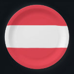 Vlag van Oostenrijk Papieren Bordje<br><div class="desc">Vlag van Oostenrijk: drie horizontale banden rood,  wit en rood.</div>