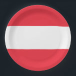 Vlag van Oostenrijk Papieren Bordje<br><div class="desc">Vlag van Oostenrijk: drie horizontale banden rood,  wit en rood.</div>