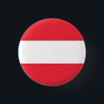 Vlag van Oostenrijk Ronde Button 3,2 Cm<br><div class="desc">Vlag van Oostenrijk: drie horizontale banden rood,  wit en rood.</div>