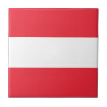Vlag van Oostenrijk Tegeltje<br><div class="desc">Vlag van Oostenrijk: drie horizontale banden rood,  wit en rood.</div>