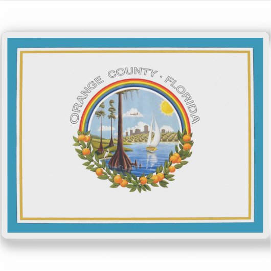 Vlag van Oranje County, Florida Sticker (Voorkant)