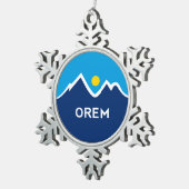 Vlag van Orem, Utah Tin Sneeuwvlok Ornament (Rechts)
