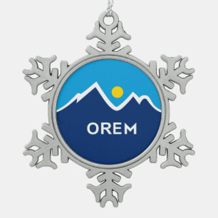 Vlag van Orem, Utah Tin Sneeuwvlok Ornament