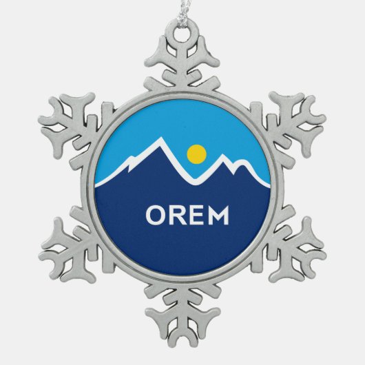 Vlag van Orem, Utah Tin Sneeuwvlok Ornament (Voorkant)