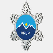 Vlag van Orem, Utah Tin Sneeuwvlok Ornament (Rechts)